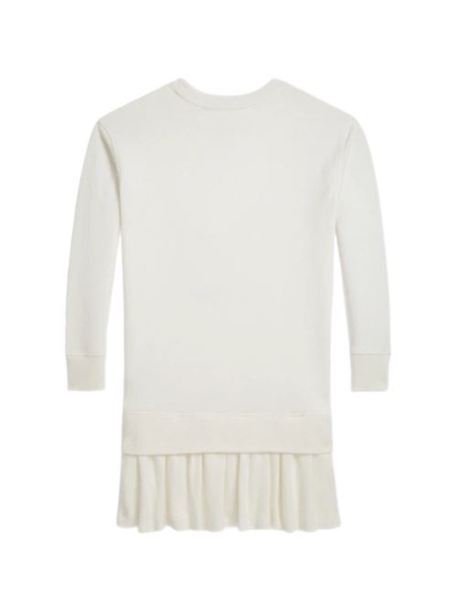 Abito da bambina in felpa di misto cotone, maniche lunghe, BEAR, colore cream. POLO RALPH LAUREN | 313A99233001
